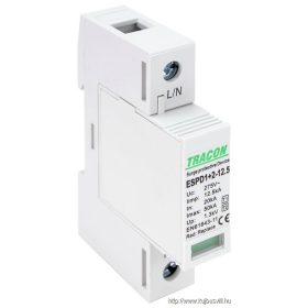   TRACON ESPD1+2-12.5-1P T1+T2 AC típusú túlfeszültséglevezető, cserélhető betéttel Uc:275V; Iimp:12,5kA; In:20kA; Imax:50kA; Up:1,3kV; 1P