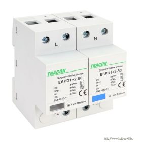   TRACON ESPD1+2-50-2P T1+T2 AC típusú túlfeszültséglevezető, egybeépített Uc:385V; Iimp:50kA; In:50kA; Imax:160kA; Up:2,5kV; 2P