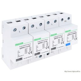   TRACON ESPD1+2-50-3+1P T1+T2 AC típusú túlfeszültséglevezető, egybeépített Uc:385V; Iimp:50/100kA; In:50/100kA; Up:2,5kV; 3+1P
