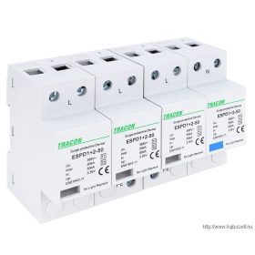   TRACON ESPD1+2-50-4P T1+T2 AC típusú túlfeszültséglevezető, egybeépített Uc:385V; Iimp:50kA; In:50kA; Imax:160kA; Up:2,5kV; 4P