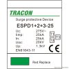 ESPD1+2+3-25-1P T1+T2+T3 AC típusú túlfeszültség levezető, egybeépített Uc:275V; Iimp:25kA; In:25kA; Uoc:20kV; Up:1,3kV; 1P