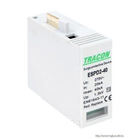   TRACON ESPD2-40M T2 AC típusú túlfeszültség levezető betét 40 M Uc:275V; In:20kA; Imax:40kA; Up:1,3kV