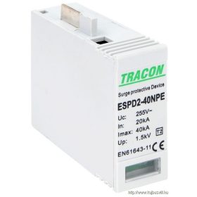   TRACON ESPD2-40NPE T2 AC típusú túlfeszültség levezető betét 40 NPE Uc:275/255V; In:20kA; Imax:40kA; Up:1,3/1,5kV