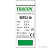 ESPD2-40NPE T2 AC típusú túlfeszültség levezető betét 40 NPE Uc:275/255V; In:20kA; Imax:40kA; Up:1,3/1,5kV