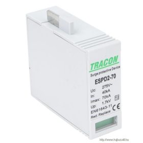   TRACON ESPD2-70M T2 AC típusú túlfeszültség levezető betét 70 M Uc:275V; In:40kA; Imax:70kA; Up:1,7kV
