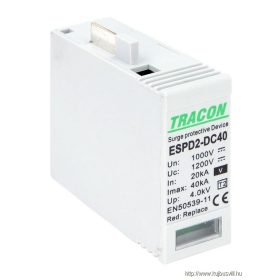   TRACON ESPD2-DC40-1000V T2 DC típusú V túlfeszültség levezető, betét 1000V Ucpv: 1200V; In:20kA; Imax:40kA; Up:4kV; Var