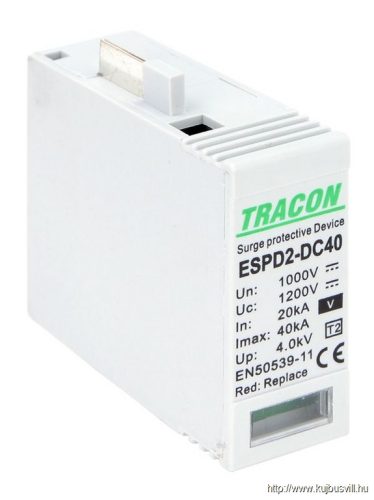 ESPD2-DC40-1000V T2 DC típusú V túlfeszültség levezető, betét 1000V Ucpv: 1200V; In:20kA; Imax:40kA; Up:4kV; Var