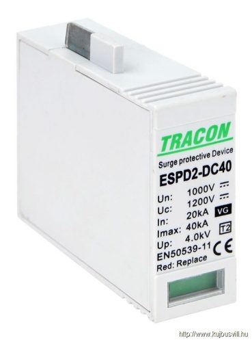 ESPD2-DC40-1000VG T2 DC típusú VG túlfeszültséglevezető, betét 1000V Ucpv: 1200V; In:20kA; Imax:40kA; Up:4kV; Var+GTD