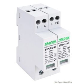   TRACON ESPD2+3-40-3+1P T2+T3 AC típusú túlfeszültséglevezető, egybeépített Uc:275V; In:20kA; Imax40kA; Uoc:10kV; Up:1,3/1,5kV; 3+1P