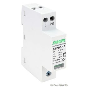   TRACON ESPD3-10-1+1P T3 AC típusú túlfeszültség levezető, egybeépített Uc:275V; In:10kA; Uoc:20kV; Up:1,2kV; 1+1P