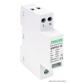   TRACON ESPD3-10-2P T3 AC típusú túlfeszültség levezető, egybeépített Uc:275V; In:10kA; Uoc:20kV; Up:1,2kV; 2P