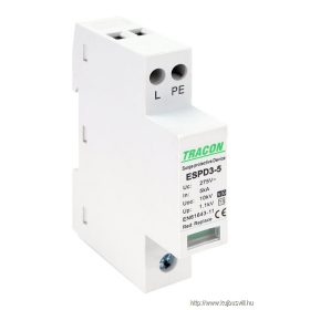   TRACON ESPD3-5-1+1P T3 AC típusú túlfeszültség levezető, egybeépített Uc:275V; In:5kA; Uoc:10kV; Up:1,2kV; 1+1P