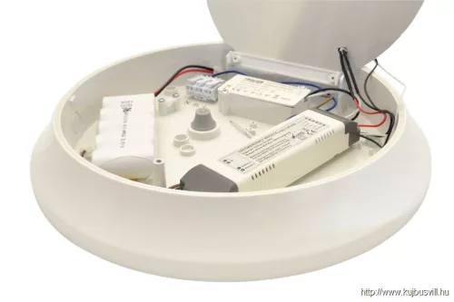 TRACON EVAE21NW Műanyag búrás falon kívüli LED világítótest inverterrel 100-240 V,21/2 W,1600/140 lm,1 h,4000 K,IP54,D=400mm,EEI=F