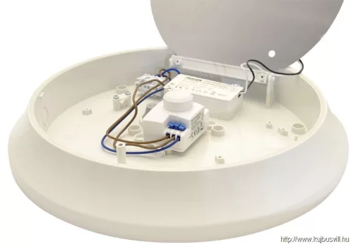 TRACON EVAS21NW Műanyag búrás falon kívüli LED világítótest mozgásérzékelővel 100-240V,21W,1600lm,4000K,1-8m,10s-12m,IP54,D=400mm,EEI=F