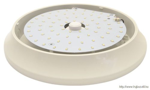 TRACON EVAS28NW Műanyag búrás falon kívüli LED világítótest mozgásérzékelővel 100-240V,28W,2100lm,4000K,1-8m,10s-12m,IP54,D=400mm,EEI=F