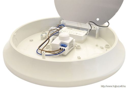 TRACON EVAS28NW Műanyag búrás falon kívüli LED világítótest mozgásérzékelővel 100-240V,28W,2100lm,4000K,1-8m,10s-12m,IP54,D=400mm,EEI=F