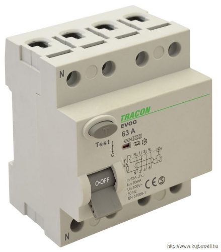 EVOG4P4003 Áram-védőkapcsoló, 4 pólusú 40A, 30mA, 6kA, A