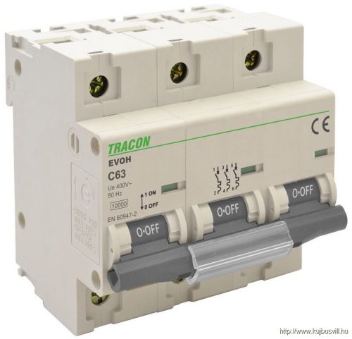 EVOH3100 Kismegszakító, nagyáramú, 3 pólus, C karakterisztika 100A, 3P,10kA