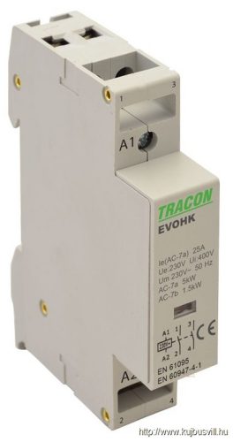 EVOHK2-25-24 Installációs kontaktor 24V, 50Hz, 1 Mod, 2×NO, AC1/AC7a, 25A,