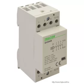   TRACON EVOHK4-25 Installációs kontaktor 230V, 50Hz, 2 Mod, 4×NO, AC1/AC7a, 25A,