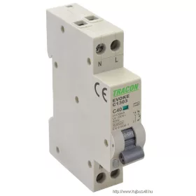   TRACON EVOKEC1303 Kombinált védőkapcsoló, elektronikus, 2P, 1 modul, C kar. C13, 30mA, 6kA, AC,