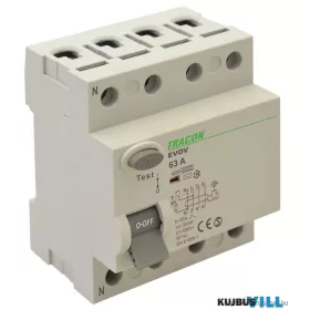   TRACON EVOV4P631 Áram-védőkapcsoló, 4 pólusú 63A, 100mA, 6kA, AC
