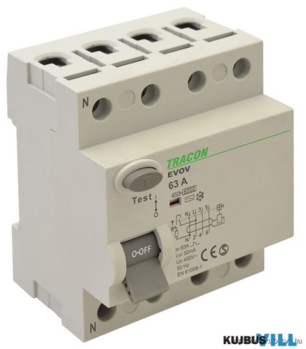 EVOV4P803 Áram-védőkapcsoló, 4 pólusú 80A, 300mA, 6kA, AC