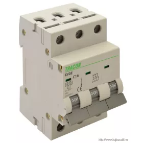   TRACON EVOZ3C13 Kismegszakító, 3 pólus, C karakterisztika 13A, C, 3P, 6kA