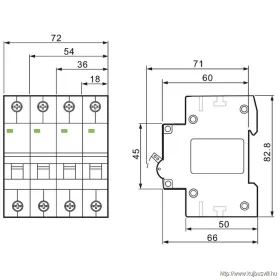   TRACON EVOZ4C16 Kismegszakító, 4 pólus, C karakterisztika 16A, C, 4P, 6kA