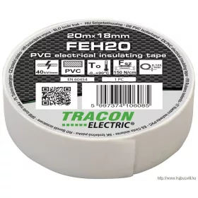   TRACON FEH20 Szigetelőszalag, fehér 20m×18mm, PVC, 0-90°C, 40kV/mm