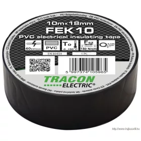   TRACON FEK10 Szigetelőszalag, fekete 10m×18mm, PVC, 0-90°C, 40kV/mm
