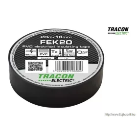   TRACON FEK20 Szigetelőszalag, fekete 20m×18mm, PVC, 0-90°C, 40kV/mm