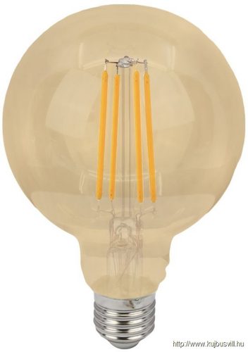 FILGG958W COG LED gömb fényforrás, arany 230 VAC, E27, 7W, 800 lm, G95, 2500K, EEI=E