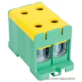   TRACON FLEAL-150/2ZS Főáramköri leágazó kapocs, sínre/felületre, zöld/sárga 35-150mm2, max. 1000VAC/1500VDC, max.320A