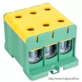   TRACON FLEAL-150/3ZS Főáramköri leágazó kapocs, sínre/felületre, zöld/sárga 35-150mm2, max. 1000VAC/1500VDC, max.320A