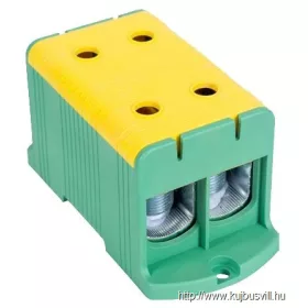   TRACON FLEAL-240/2ZS Főáramköri leágazó kapocs, felületre szerelhető, zöld/sárga 35-240mm2, max. 1000VAC/1500VDC, max.425A