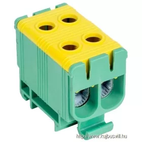   TRACON FLEAL-50/2ZS Főáramköri leágazó kapocs, sínre szerelhető, zöld/sárga 6-50mm2, max. 1000VAC/1500VDC, max.160A