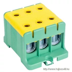   TRACON FLEAL-50/3ZS Főáramköri leágazó kapocs, sínre szerelhető, zöld/sárga 6-50mm2, max. 1000VAC/1500VDC, max.160A