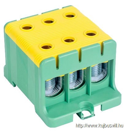 FLEAL-50/3ZS Főáramköri leágazó kapocs, sínre szerelhető, zöld/sárga 6-50mm2, max. 1000VAC/1500VDC, max.160A