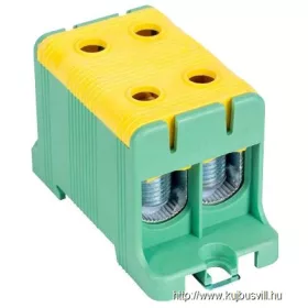   TRACON FLEAL-95/2ZS Főáramköri leágazó kapocs, sínre/felületre, zöld/sárga 16-95mm2, max. 1000VAC/1500VDC, max.245A