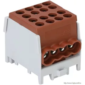   TRACON FLECU-25-16-4B Főáramköri leágazó kapocs, sínre szerelhető, barna 2.5-25mm2, max. 1000VAC/DC, max.101A