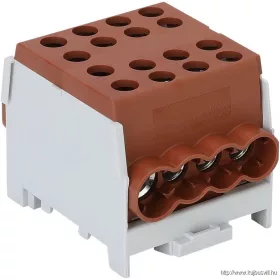   TRACON FLECU-35-25-4B Főáramköri leágazó kapocs, sínre szerelhető, barna 6-35mm2, max. 1000VAC/DC, max.125A