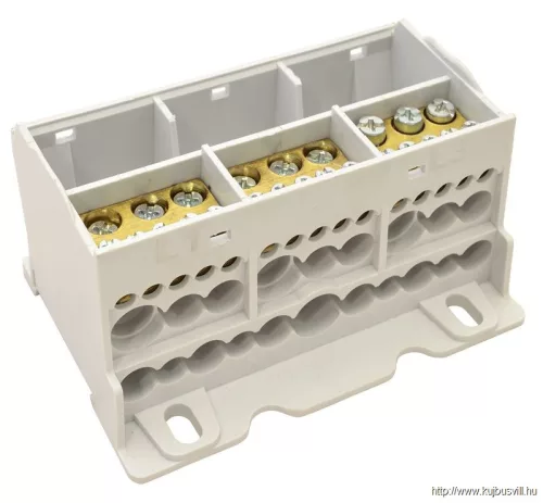 TRACON FLSO35-4P Fővezetéki leágazó sorkapocs nyitható fedéllel 4×35(25)mm2 / 3×5×10,3×2×25 / 4×16,6×25mm2, 690VAC/DC,125A