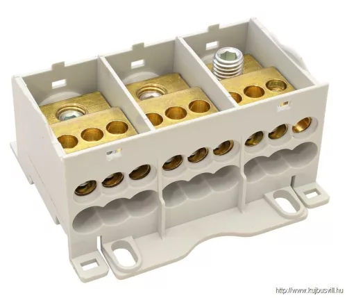 TRACON FLSO50-3P Fővezetéki leágazó sorkapocs nyitható fedéllel 3×1×50(35)mm2 / 3×6×16(10)mm2, 690VAC/DC, 175 A