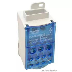   TRACON FLSO8X25 Fővezetéki leágazó sorkapocs nyitható fedéllel (betápsín) 8×25mm2 / 5×25(16), 4×16(10), 2×35(25)mm2, 1000VAC/DC, 500A