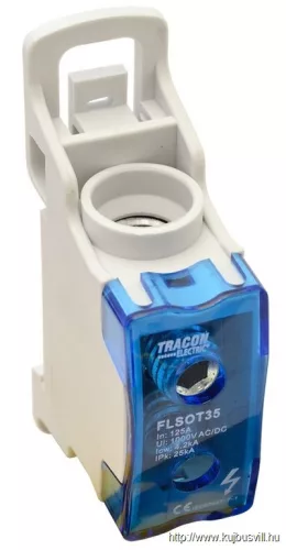 TRACON FLSOT35 Moduláris toldó kapocs nyitható fedéllel 1×35(35)mm2 / 1×35(35)mm2, 1000VAC/DC, 125A