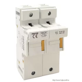   TRACON HBA-2P-100 Szakaszolókapcsoló-biztosítóhengeres bizt.hoz, maszkolható 100A; 22x58mm; Un=230V/400V