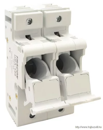 TRACON HBA-2P-100 Szakaszolókapcsoló-biztosítóhengeres bizt.hoz, maszkolható 100A; 22x58mm; Un=230V/400V