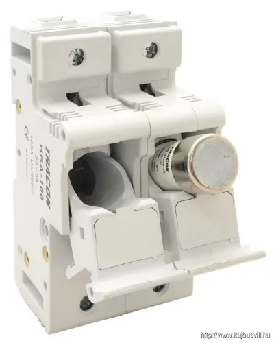 TRACON HBA-2P-100 Szakaszolókapcsoló-biztosítóhengeres bizt.hoz, maszkolható 100A; 22x58mm; Un=230V/400V