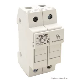   TRACON HBA-2P-32 Szakaszolókapcsoló-biztosítóhengeres bizt.hoz, maszkolható 32A, 10x38mm; Un=230V/400V